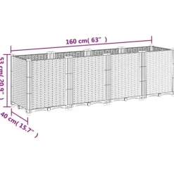 Plantekasse til klatreplanter - Slidstærk PP i rattanlook | Størrelse: 160x40x53 cm | Farve: Blågrå