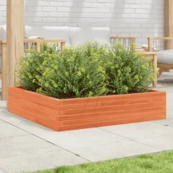 Plantekasse 100x100 cm - Massivt fyrretræ | Farve: Gyldenbrun | Størrelse: 100x100x23 cm
