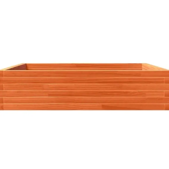 Plantekasse 100x100 cm - Massivt fyrretræ | Farve: Gyldenbrun | Størrelse: 100x100x23 cm
