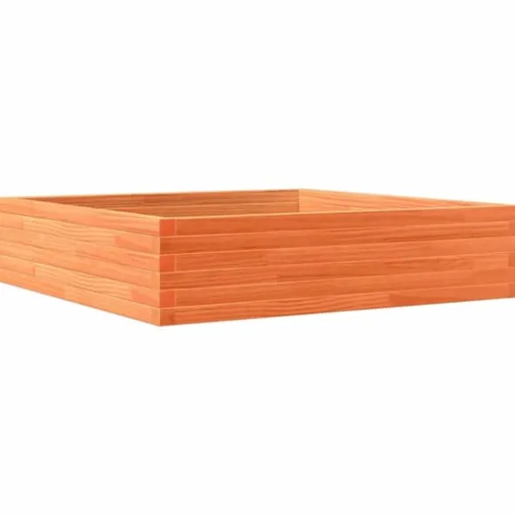 Plantekasse 100x100 cm - Massivt fyrretræ | Farve: Gyldenbrun | Størrelse: 100x100x23 cm