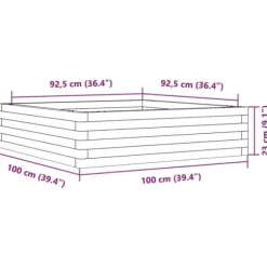 Plantekasse 100x100 cm - Massivt fyrretræ | Farve: Gyldenbrun | Størrelse: 100x100x23 cm