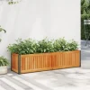 Plantekasse 110x30x27,5 cm i massivt akacietræ og stål | Farve: Natural | Størrelse: 110x30x27,5 cm