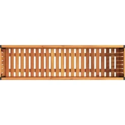 Plantekasse 110x30x27,5 cm i massivt akacietræ og stål | Farve: Natural | Størrelse: 110x30x27,5 cm