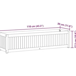 Plantekasse 110x30x27,5 cm i massivt akacietræ og stål | Farve: Natural | Størrelse: 110x30x27,5 cm