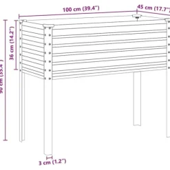 Plantekasse 100x45x90 cm i vejrbestandigt stål | Farve: Grå