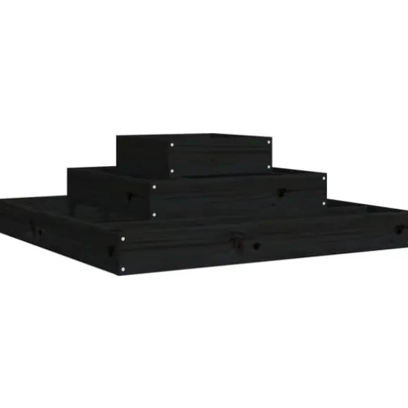 Plantekasse 80x80x27 cm massivt fyrretræ sort - Plantekasse - Plantekasser - Home & Living