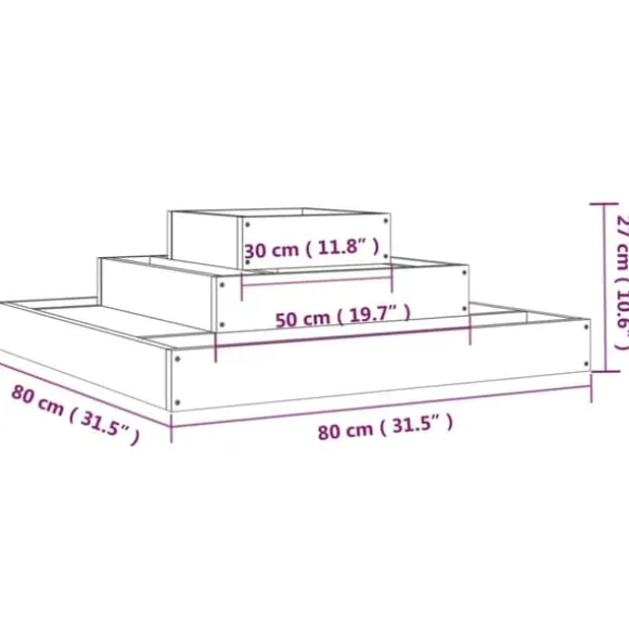 Plantekasse 80x80x27 cm massivt fyrretræ sort - Plantekasse - Plantekasser - Home & Living