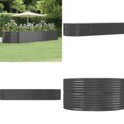 Plantekasse 367x140x68 cm pulverlakeret stål antracitgrå - Plantekasse - Plantekasser - Home & Living