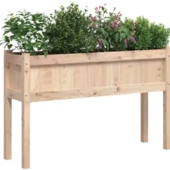 Plantekasser 2 stk. i massivt fyrretræ med ben - Dekorative til haven | Farve: Naturlig træ | Størrelse: 100x40x80 cm