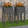 Plantekasser 2 stk. til haven | Massivt fyrretræ | Størrelse: 40x40x81 cm | Farve: Grå