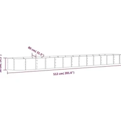 Plantekrukke i galvaniseret stål - Højbed til haven | Størrelse: 512x80x36 cm | Farve: Sølv