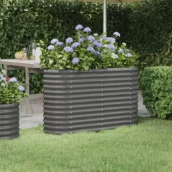 Plantekrukke i galvaniseret stål - Højbed til haven | Størrelse: 114x40x68 cm | Farve: Grå