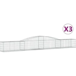 Plantekrukker - Living buede gabionkurve 3 stk. 400x50x40/60 cm galvaniseret jern