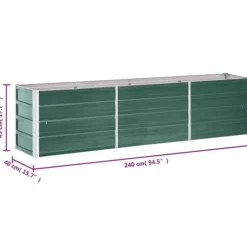 Plantekrukker - Living forhøjet plantekasse 240x40x45 cm galvaniseret stål grøn
