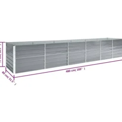 Plantekrukker - Living forhøjet plantekasse 480x80x77 cm galvaniseret stål grå
