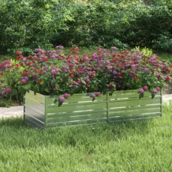 Plantekrukker - Living højbed 160x80x45 cm galvaniseret stål sølvfarvet
