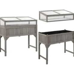 Plantekrukker - Living højbed med drivhus 110x54x120 cm massivt grantræ