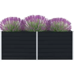 Plantekrukker - Living hævet blomsterbed 160 x 80 x 45 cm galvaniseret stål antracit