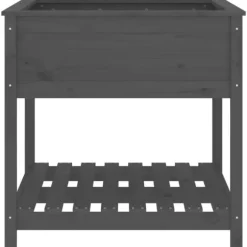 Plantekrukker - Living plantekasse med hylde 82,5x82,5x81 cm massivt fyrretræ grå