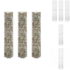 Plantekrukker - Living rundt gabion-havebede 3 stk. Ø30x150 cm galvaniseret stål