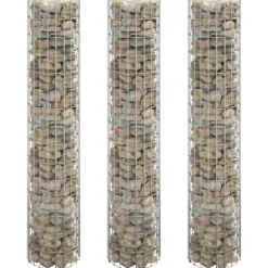 Plantekrukker - Living rundt gabion-havebede 3 stk. Ø30x150 cm galvaniseret stål