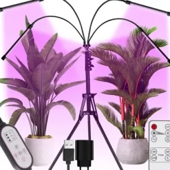 Plantelampe med Stativ / Plantebelysning - 4 LED-paneler