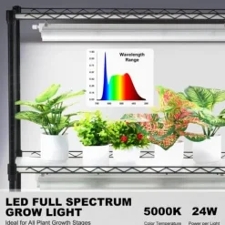 Planteopsats, 6 niveauer, 75x35x180 cm, Sort, Metal, Justerbar