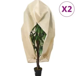 Planteovertræk med lynlås - Vinterbeskyttelse til planter | Size: 1,55x1,55 m | 2 stk. | 70 g/m²