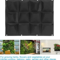 Plantepose Have Balkon Væg Vertikale Blomsterplanter Hængende Planter Sort Farve 12 Lommer