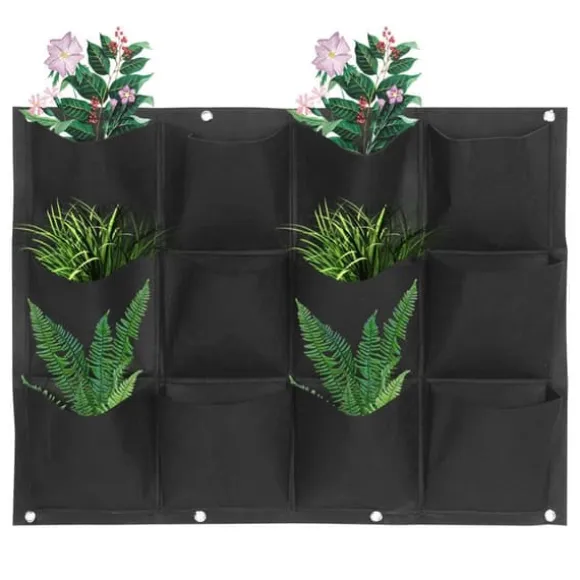 Plantepose Have Balkon Væg Vertikale Blomsterplanter Hængende Planter Sort Farve 12 Lommer