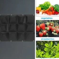 Plantepose Have Balkon Væg Vertikale Blomsterplanter Hængende Planter Sort Farve 12 Lommer