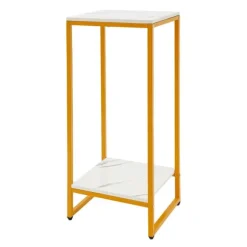 Plantestativ - Blomsterstander - 2 Hylder - Rektangulær - 30,2×30,2×75 cm - Til stue/altan/kontor - Guld
