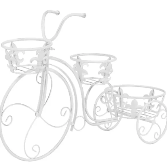 Plantestativ i cykelform - Vintage metal med 3 holdere | Farve: Antik | Størrelse: Standard