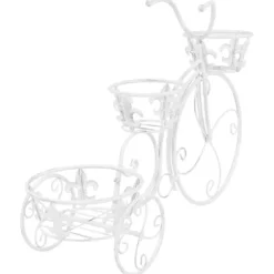 Plantestativ i cykelform - Vintage metal med 3 holdere | Farve: Antik | Størrelse: Standard