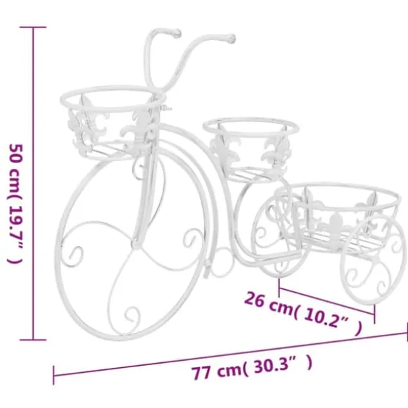 Plantestativ i cykelform - Vintage metal med 3 holdere | Farve: Antik | Størrelse: Standard