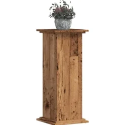 Plantestativ i konstrueret træ - Tidløst design | Størrelse: 33x33x80 cm | Farve: Gammelt trælook