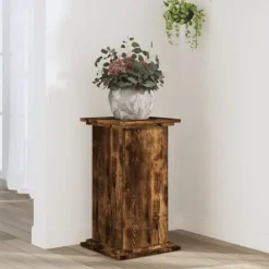 Plantestativ i konstrueret træ - Tidløst og stabilt design | Farve: Røget egetræ | Størrelse: 33x33x60 cm