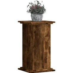 Plantestativ i konstrueret træ - Tidløst og stabilt design | Farve: Røget egetræ | Størrelse: 33x33x60 cm