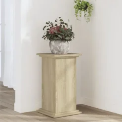 Plantestativ i konstrueret træ - Blomsterstand | Størrelse: 33x33x60 cm | Farve: Sonoma-eg