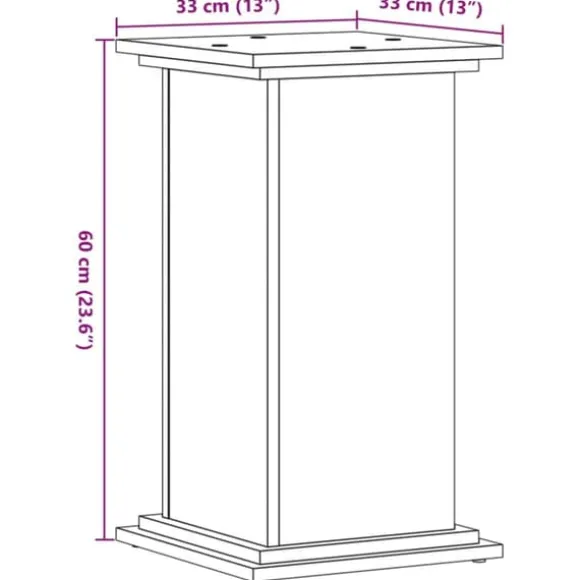 Plantestativ i konstrueret træ - Blomsterstand | Størrelse: 33x33x60 cm | Farve: Sonoma-eg