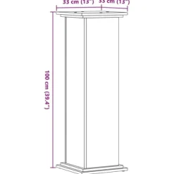 Plantestativ i konstrueret træ - Blomsterstativ | Størrelse: 33x33x100 cm | Farve: Betongrå