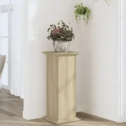 Plantestativ i konstrueret træ - Tidløst design | Størrelse: 33x33x80 cm | Farve: Sonoma-eg