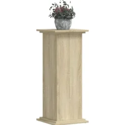 Plantestativ i konstrueret træ - Tidløst design | Størrelse: 33x33x80 cm | Farve: Sonoma-eg