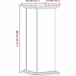 Plantestativ i konstrueret træ - Tidløst design | Størrelse: 33x33x80 cm | Farve: Sonoma-eg