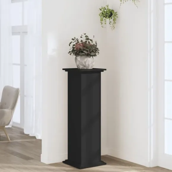 Plantestativ i konstrueret træ - Slidstærkt og stabilt design | Størrelse: 33x33x100 cm | Farve: Sort