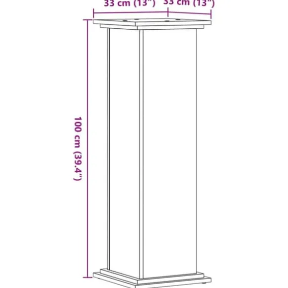 Plantestativ i konstrueret træ - Slidstærkt og stabilt design | Størrelse: 33x33x100 cm | Farve: Sort