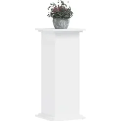 Plantestativ i konstrueret træ - Minimalistisk design | Størrelse: 33x33x80 cm | Farve: Hvid