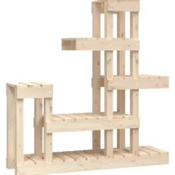 Plantestativ i massivt fyrretræ - Plantehylde til indendørs og udendørs brug | Størrelse: 92x25x97 cm