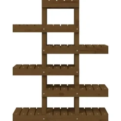 Plantestativ i massivt fyrretræ - Charmerende plantehylde | Størrelse: 85x25x109,5 cm | Farve: Gyldenbrun