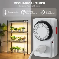 Plantestativ med væksterlys 4 etager, 180W, 150 cm, Høj væksthylle til planter, justerbar lysstyrke, hurtig installation.